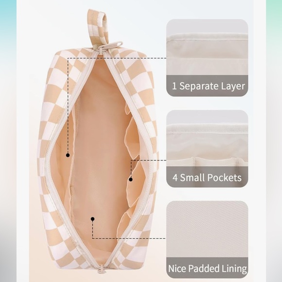 Checkered Makeup Bag –  (Large) *PICK YOUR COLOR* - Picture 5 of 6